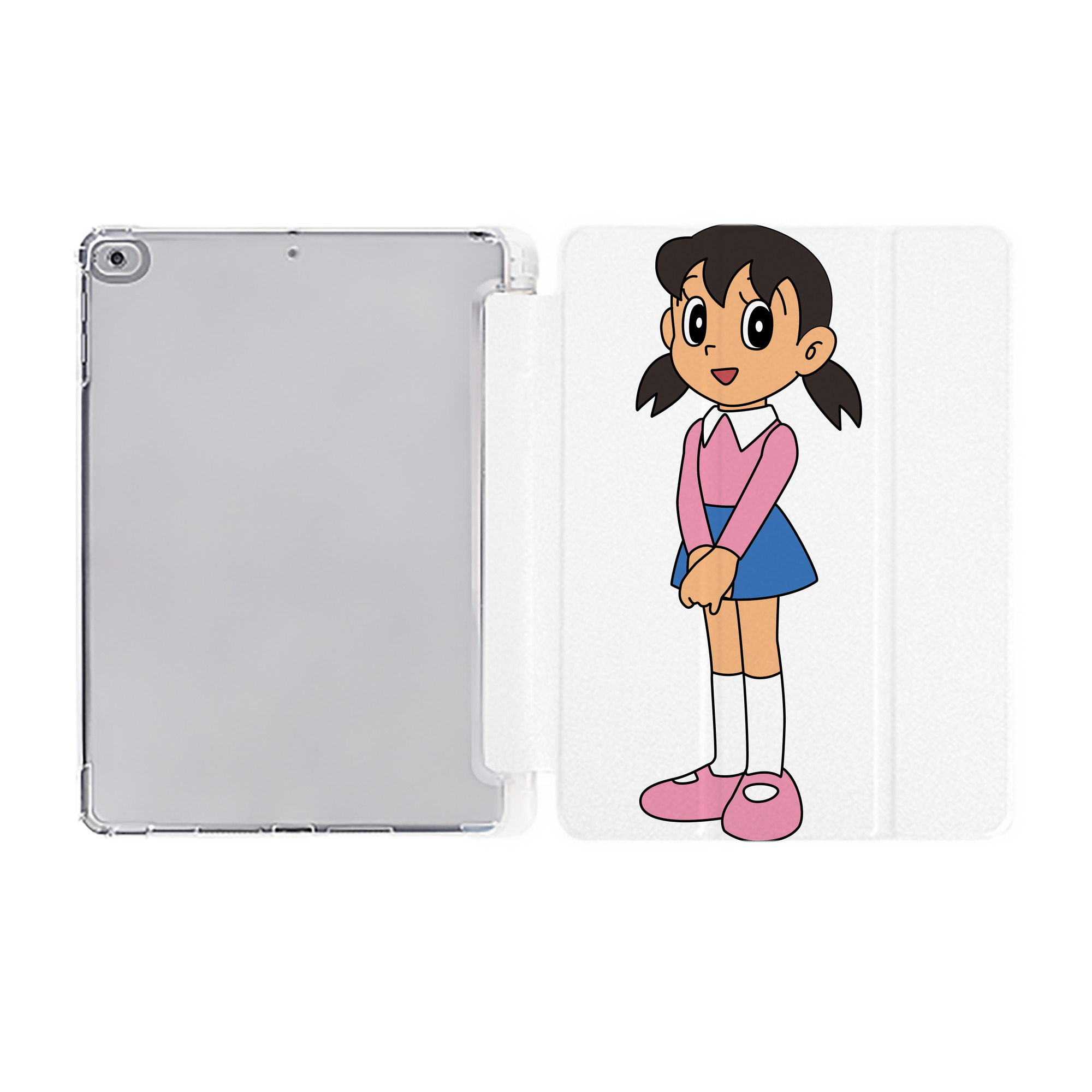 （画像用） ドラえもん みなもと しずか Doraemon Shizuka Minamoto IPad ケース ペン収納付き 三つ折りスタンド PUレザー×シリコン 対応機種9.5/10.5/10.9インチ